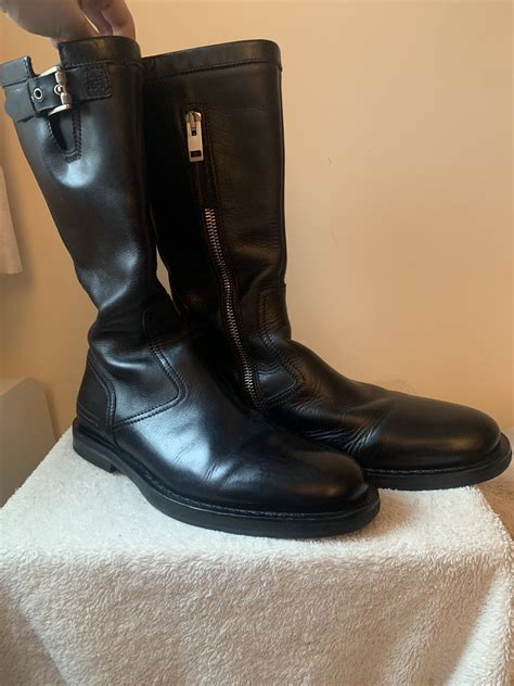 dior homme moto boots size 12|Dior Homme 2014 Buckled Moto Boots .